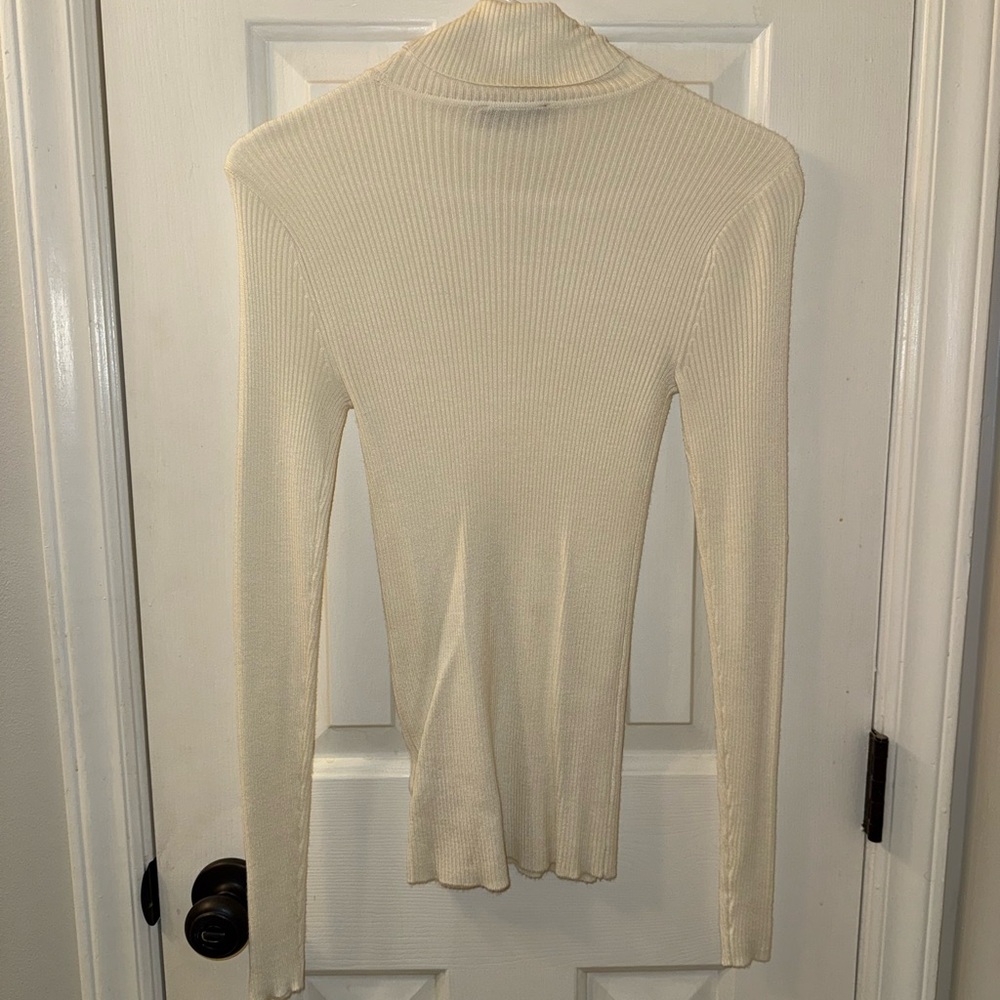 Express Cream Ribbed Knit Turtleneck - Picture 3 of 3
